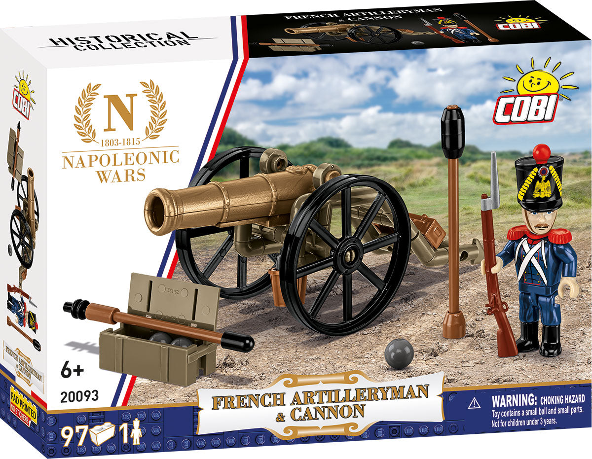 COBI Napoleonic Wars French Artilleryman & Cannon Building Set, 97 Pieces
