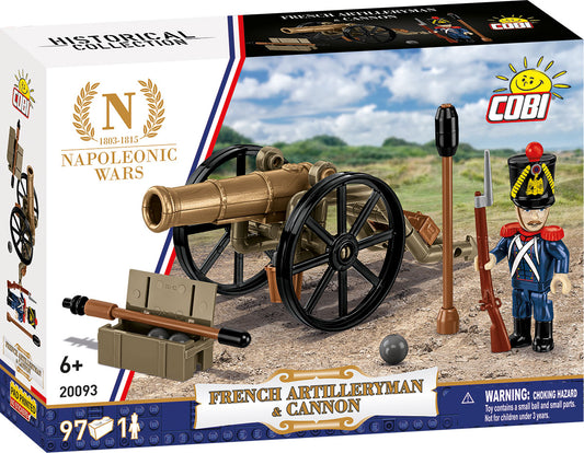 COBI Napoleonic Wars French Artilleryman & Cannon Building Set, 97 Pieces