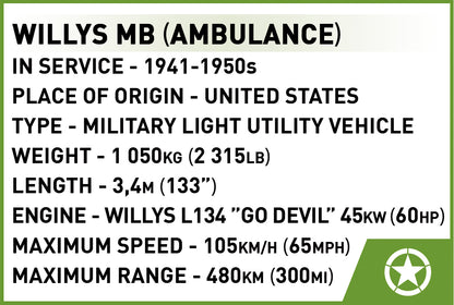 COBI Historical Collection WWII JEEP Willys MB Medical Vehicle