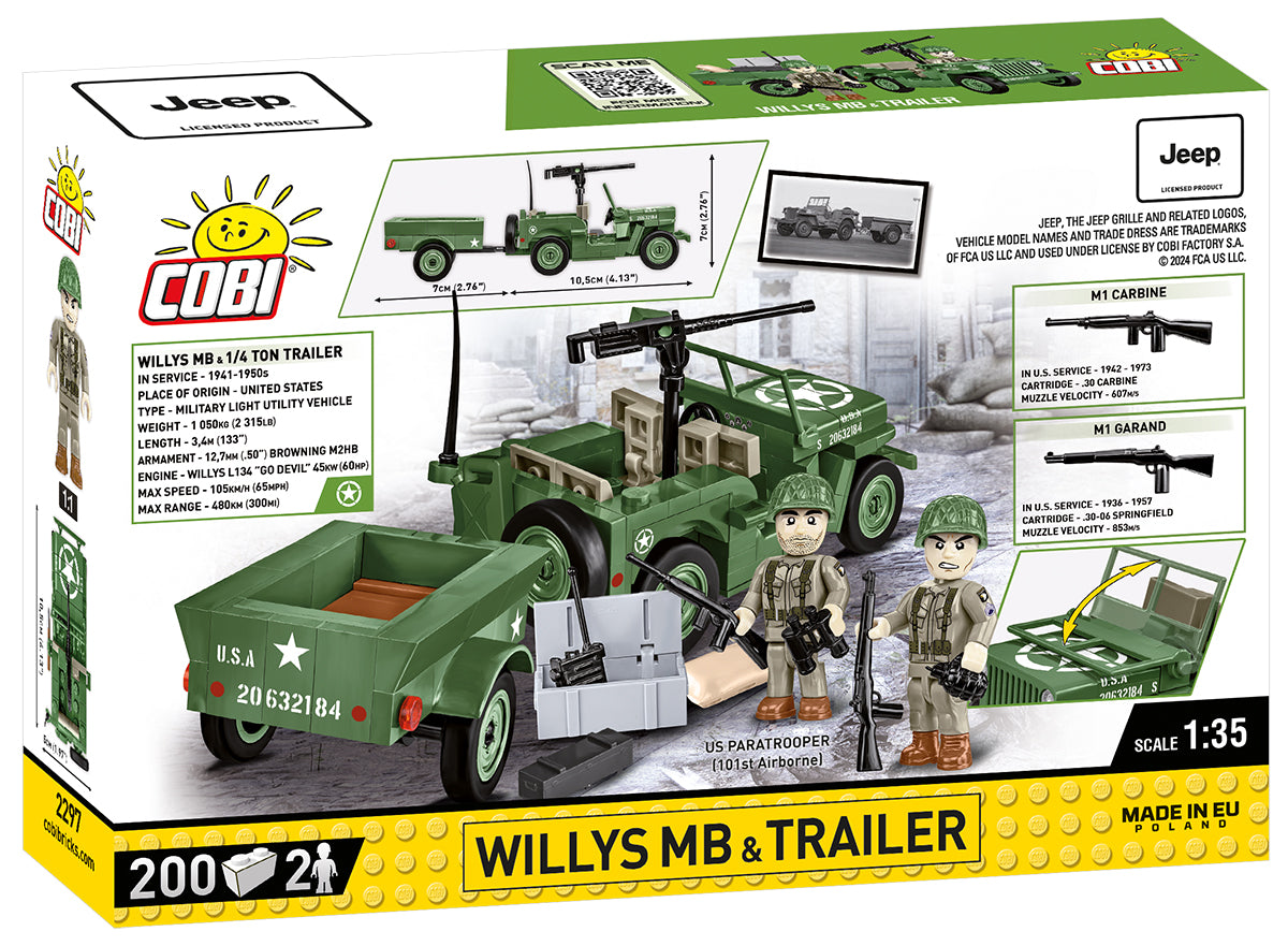 COBI Historical Collection WWII JEEP Willys MB Vehicle with Trailer