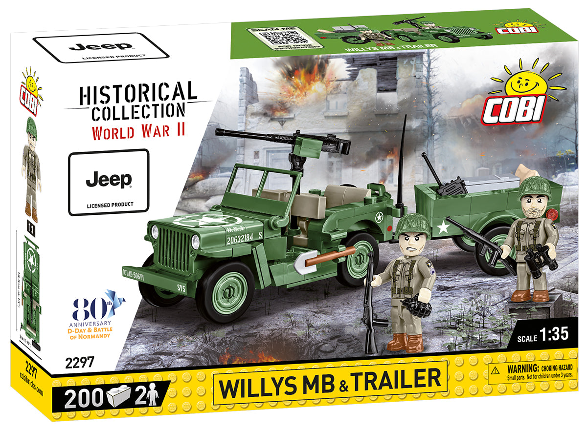 COBI Historical Collection WWII JEEP Willys MB Vehicle with Trailer