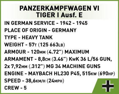 COBI Historical Collection WWII Panzerkampfwagen VI TIGER I Ausf. E - EXECUTIVE EDITION