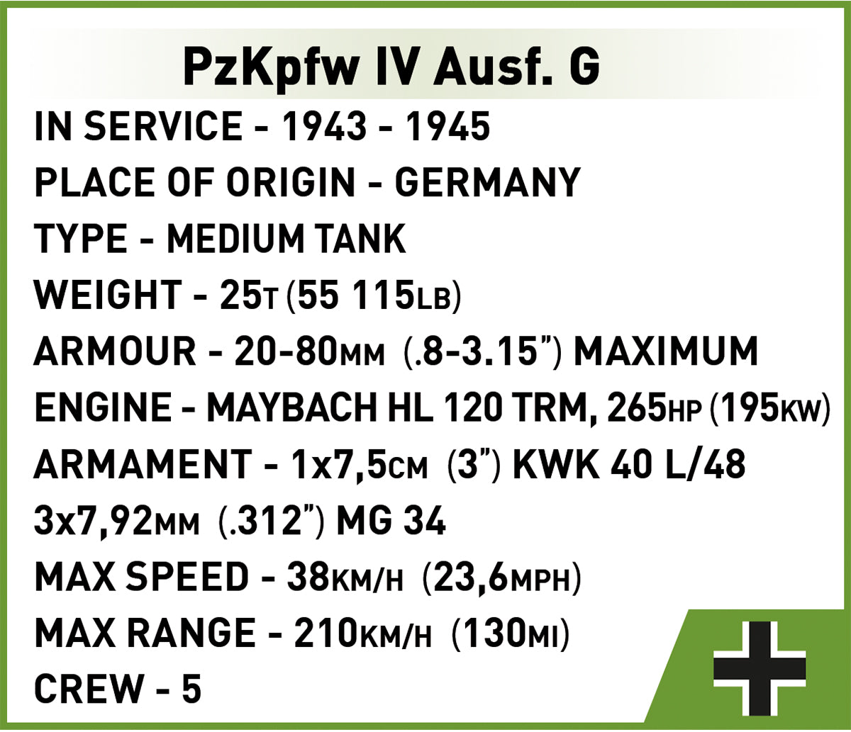 COBI Historical Collection WWII PzKpfw IV Ausf. G Tank