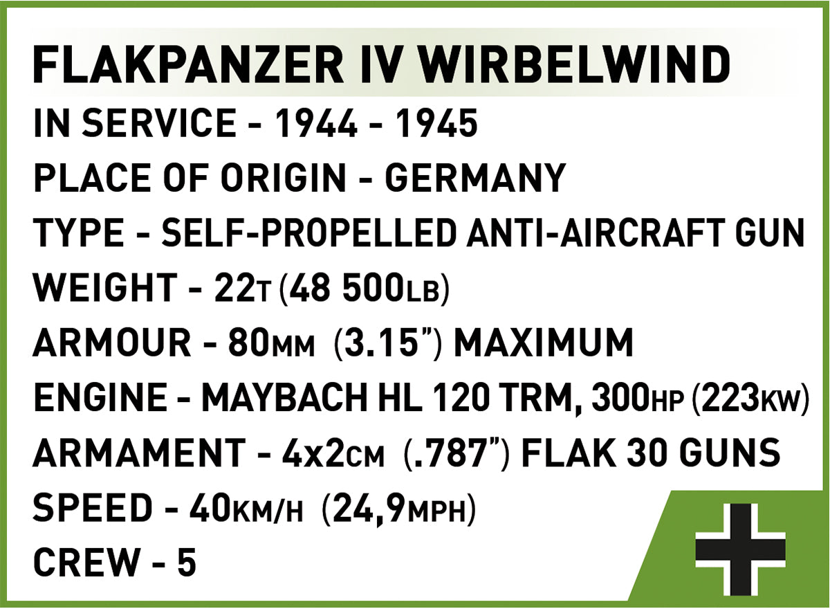 COBI Historical Collection WWII Flakpanzer IV Wirbelwind - EXECUTIVE EDITION