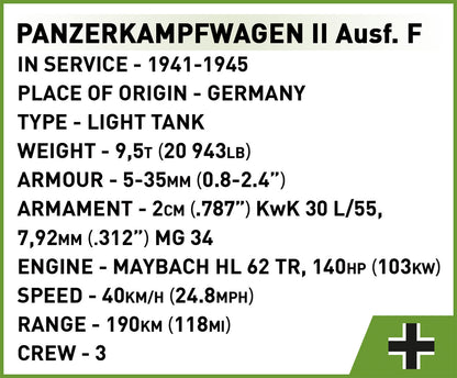 COBI Historical Collection WWII PANZERKAMPFWAGEN II Ausf. F Tank