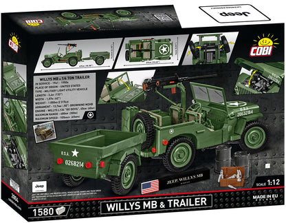 COBI Historical Collection WWII JEEP Willys MB + Trailer 1:12 Scale Vehicle EXECUTIVE EDITION