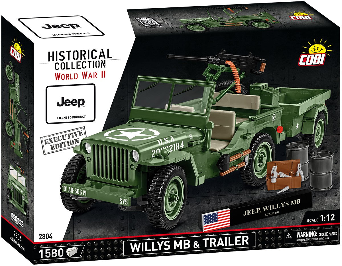 COBI Historical Collection WWII JEEP Willys MB + Trailer 1:12 Scale Vehicle EXECUTIVE EDITION