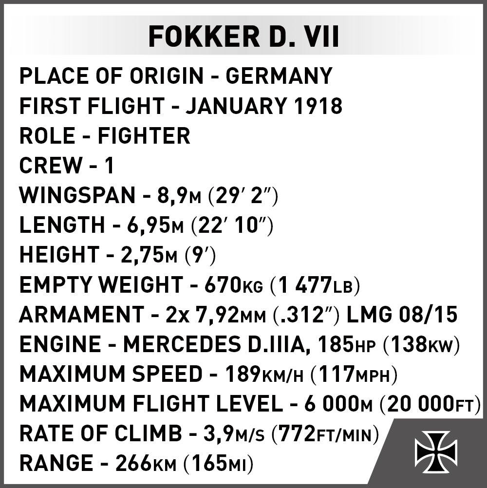 COBI Historical Collection: Great War FOKKER D. VII Plane