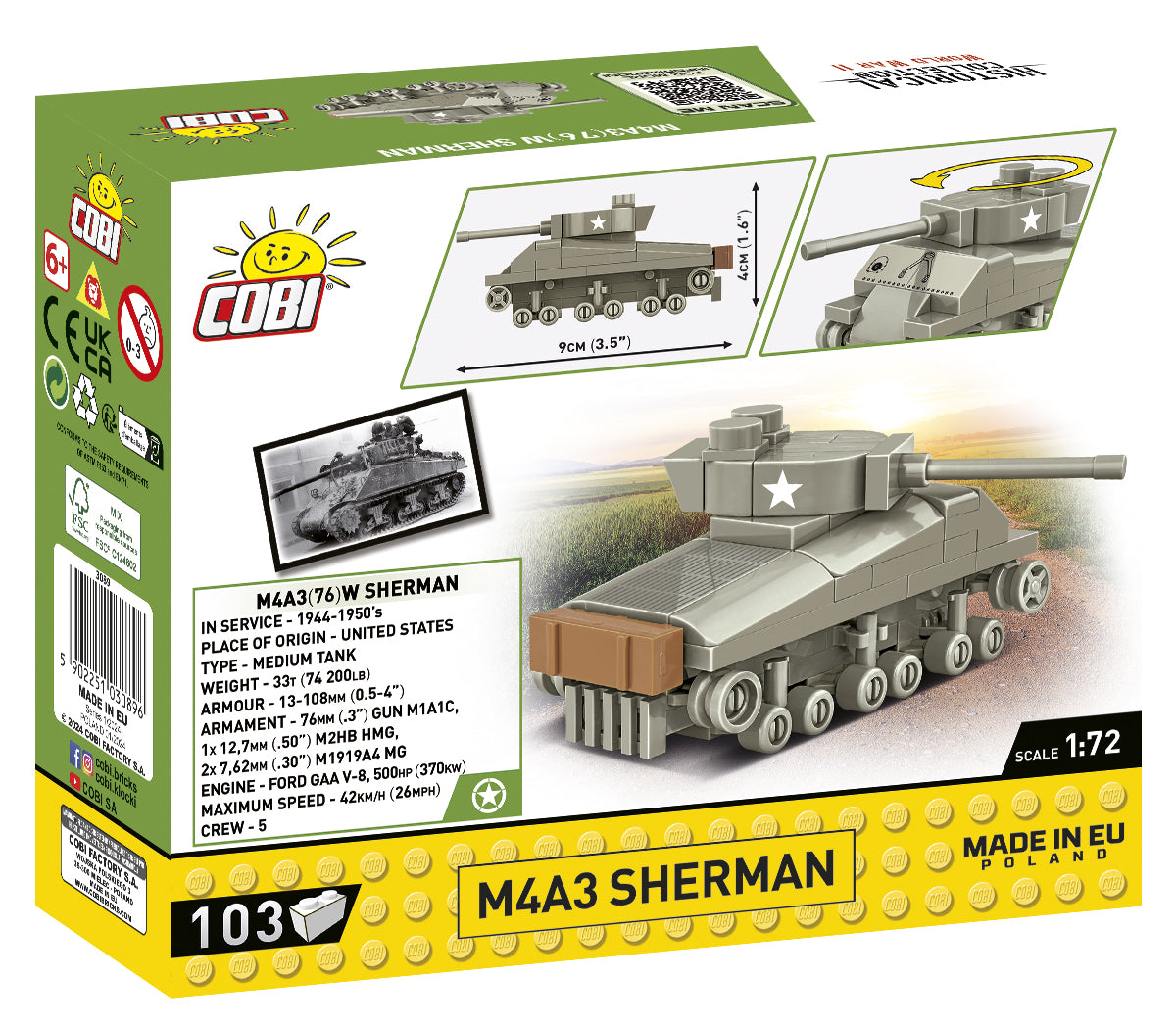 COBI Historical Collection WWII Sherman 1:72 Scale Tank