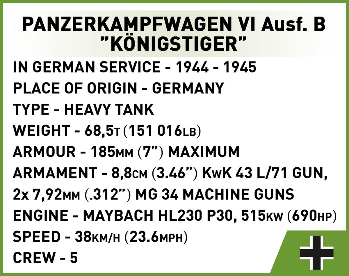 COBI Historical Collection WWII PANZER VI Ausf. B "KONIGSTIGER" Tank