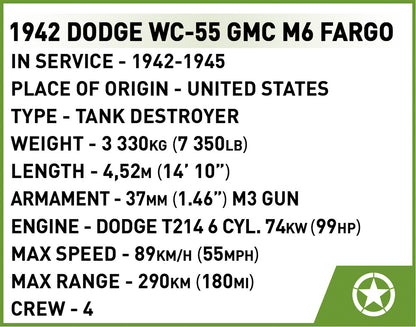 COBI Historical Collection WWII 37mm GMC M6 FARGO Armored Vehicle