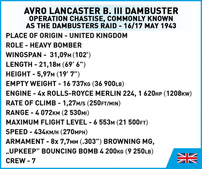 COBI Historical Collection WWII Avro Lancaster B III Dambuster Aircraft