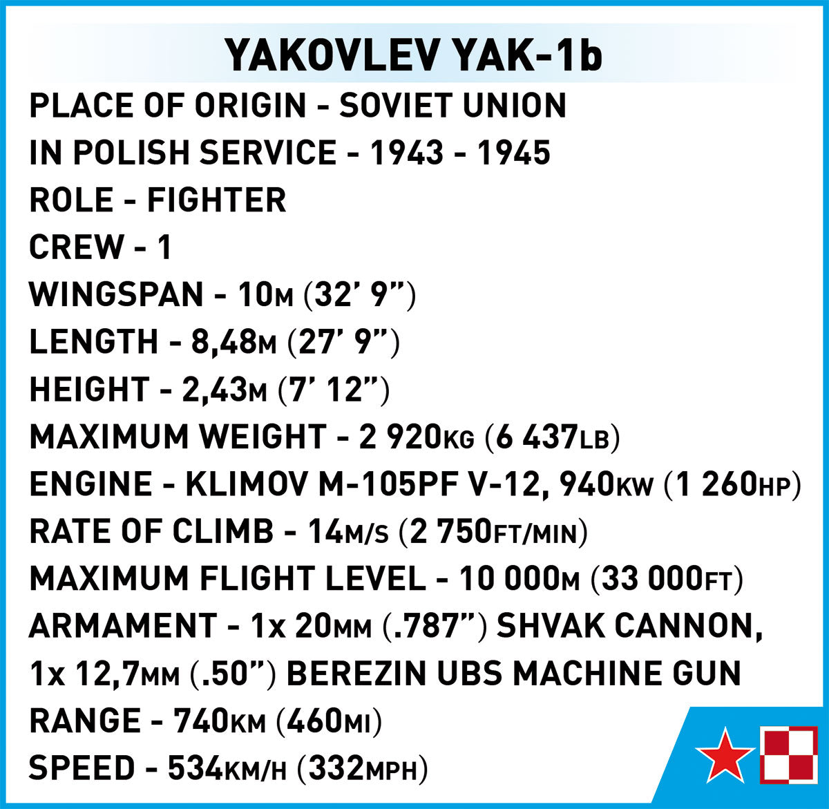 COBI Historical Collection WWII Yakovlev Yak-1b