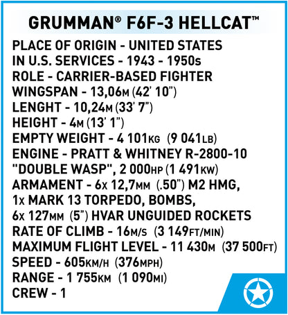 COBI Historical Collection WWII Grumman F6F Hellcat Aircraft