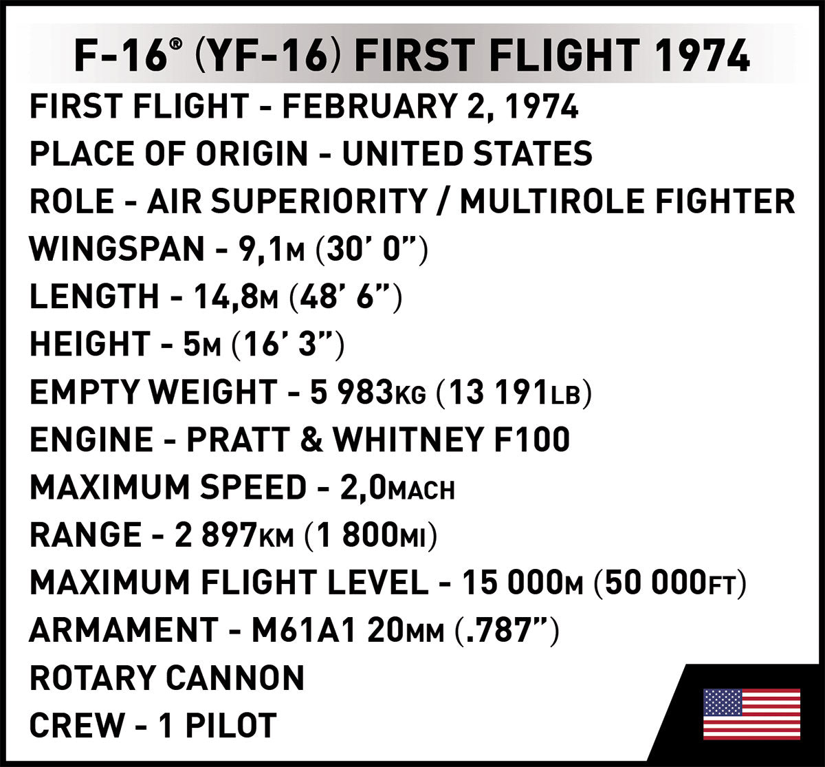 COBI Armed Forces Lockheed Martin F-16® (YF-16) First Flight 1974