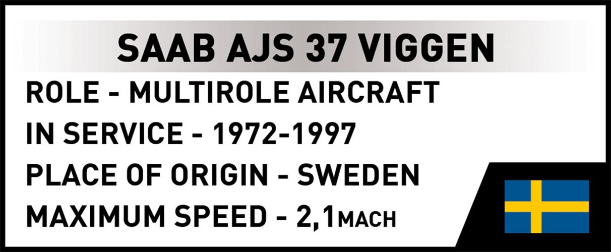 COBI Armed Forces SAAB AJS37 Viggen Aircraft Building Set, 911 Pieces