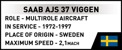 COBI Armed Forces SAAB AJS37 Viggen Aircraft Building Set, 911 Pieces