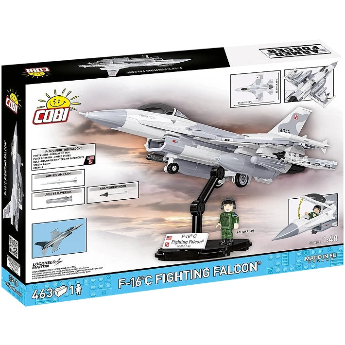 COBI Armed Forces SU-57 Felon Aircraft F-16C Fighting Falcon (PL) Plane Building Set, 463 Pieces