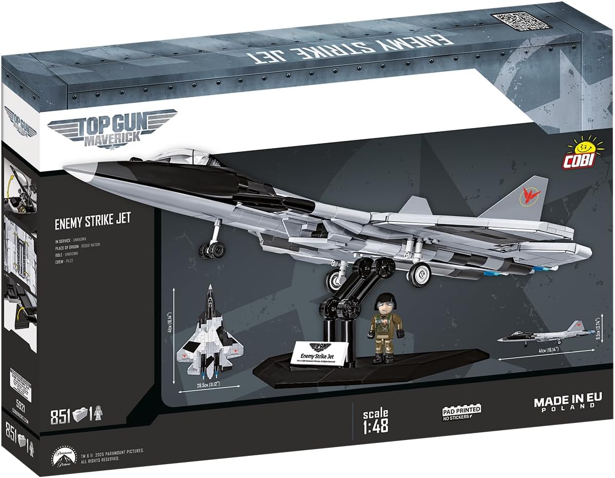 COBI Top Gun Maverick Enemy Strike Jet Building Set, 851 Pieces