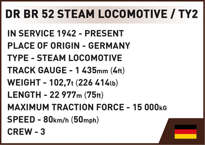 COBI Historical Collection Trains DR BR 52  Steam Locomotive & Railway Sepamhore