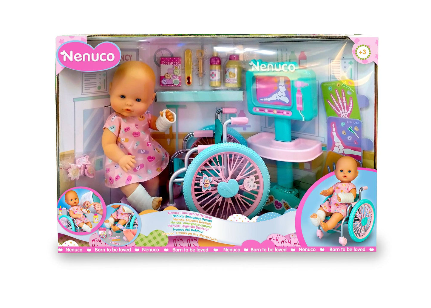 Nenuco Emergency Doctor 14" Baby Doll with X-Ray Machine, Wheelchair and 20 Accessories to Care For Her, For Ages 3+