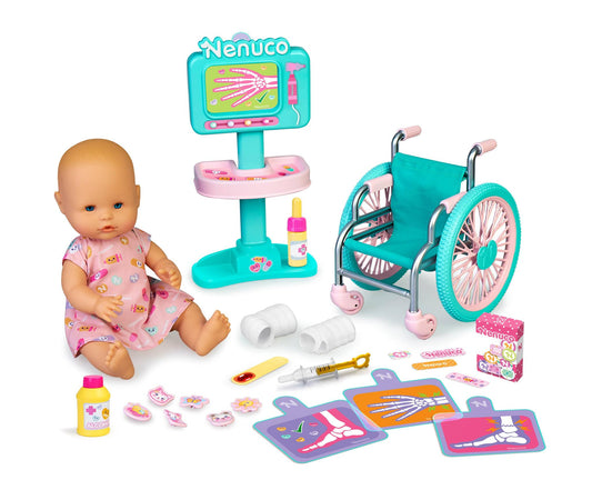 Nenuco Emergency Doctor 14" Baby Doll with X-Ray Machine, Wheelchair and 20 Accessories to Care For Her, For Ages 3+