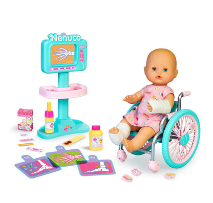 Nenuco Emergency Doctor 14" Baby Doll with X-Ray Machine, Wheelchair and 20 Accessories to Care For Her, For Ages 3+