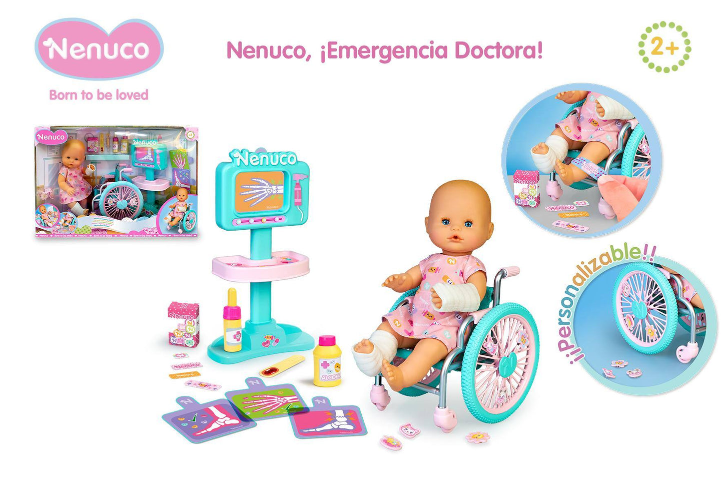 Nenuco Emergency Doctor 14" Baby Doll with X-Ray Machine, Wheelchair and 20 Accessories to Care For Her, For Ages 3+