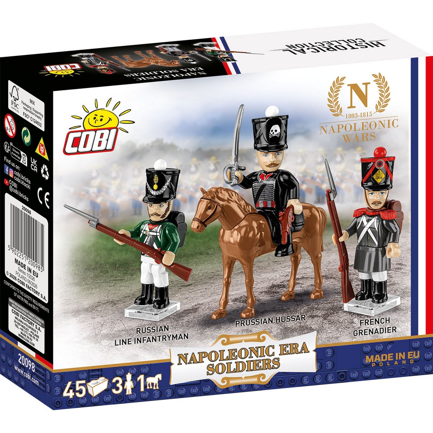 COBI Napoleonic War Napoleonic Era Soldiers Building Set, 45-pieces