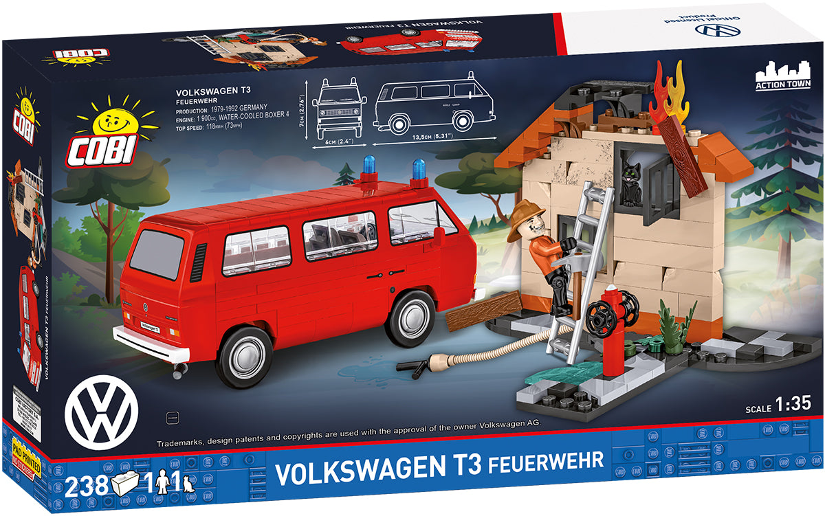 COBI Volkswagen FIRE - VW T3 Feuerwehr Vehicle Building Set, 238 Pieces