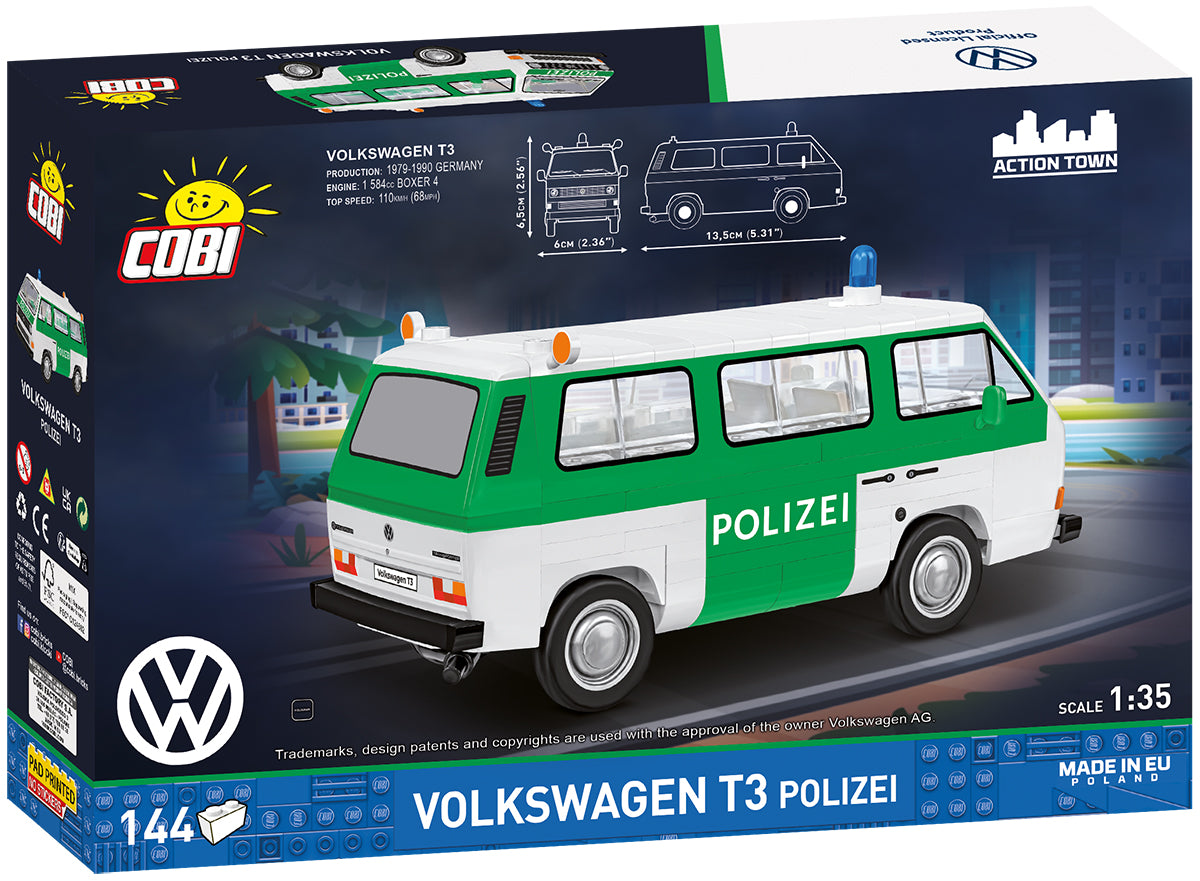 COBI Action Town Volkswagen T3 Police Bus Building Set, 144 Pieces