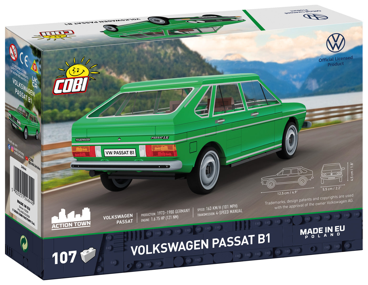 COBI Volkswagen Passat B1 Vehicle Building Set, Green Building Set, 107 Pieces