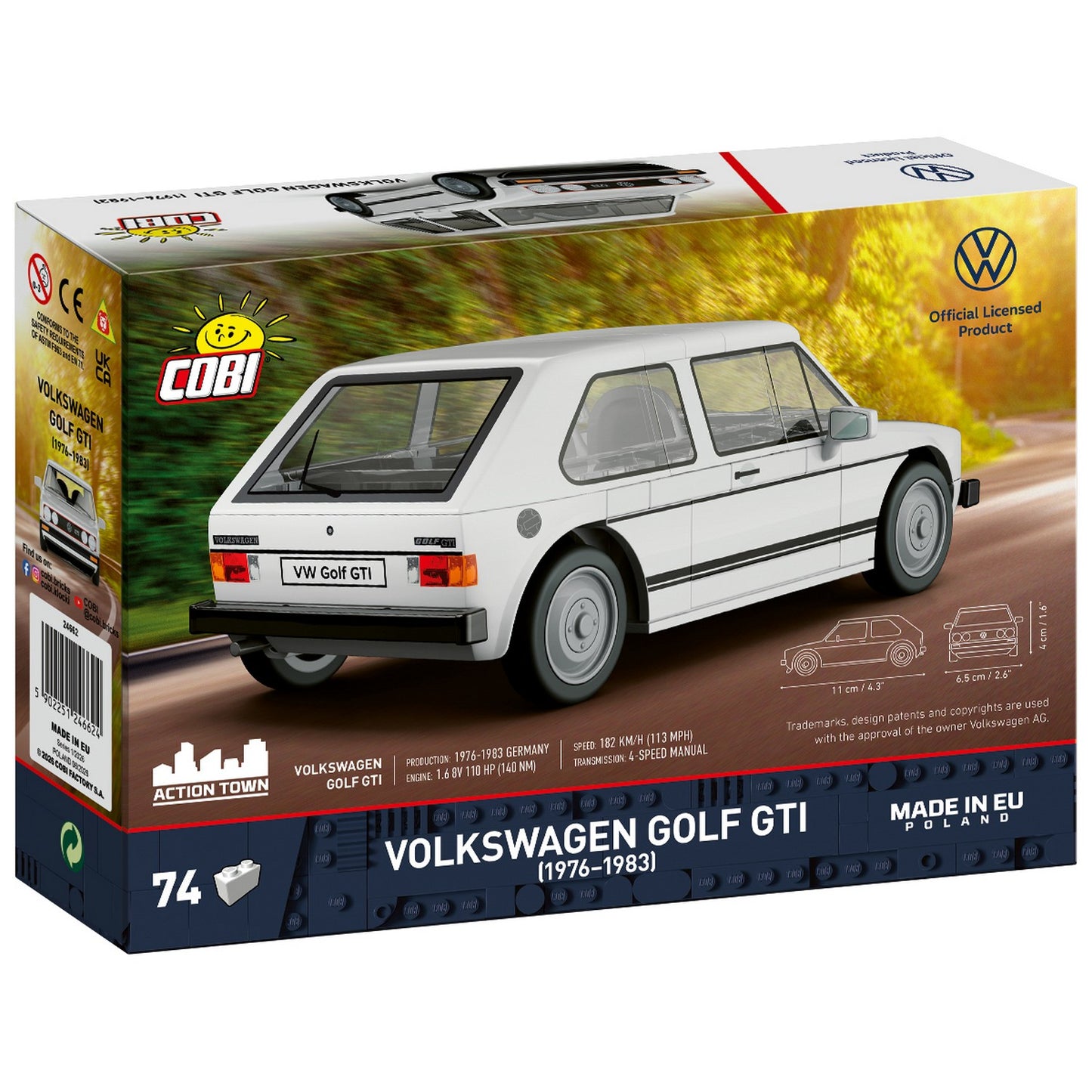 COBI Volkswagen White Golf GTI (1973-1983) Building Set, 74-pieces