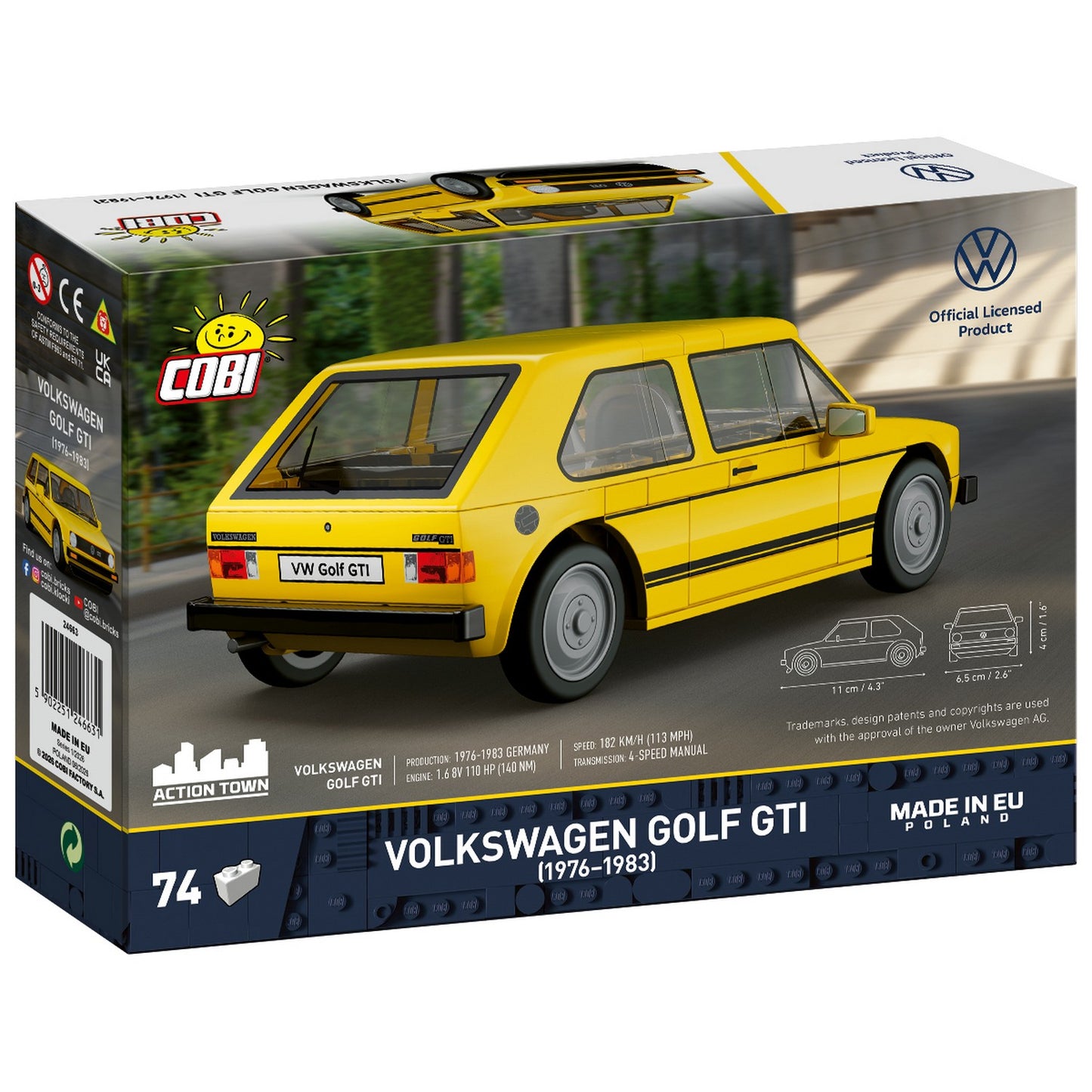 COBI Volkswagen Yellow Golf GTI (1973-1983) Building Set, 74-pieces
