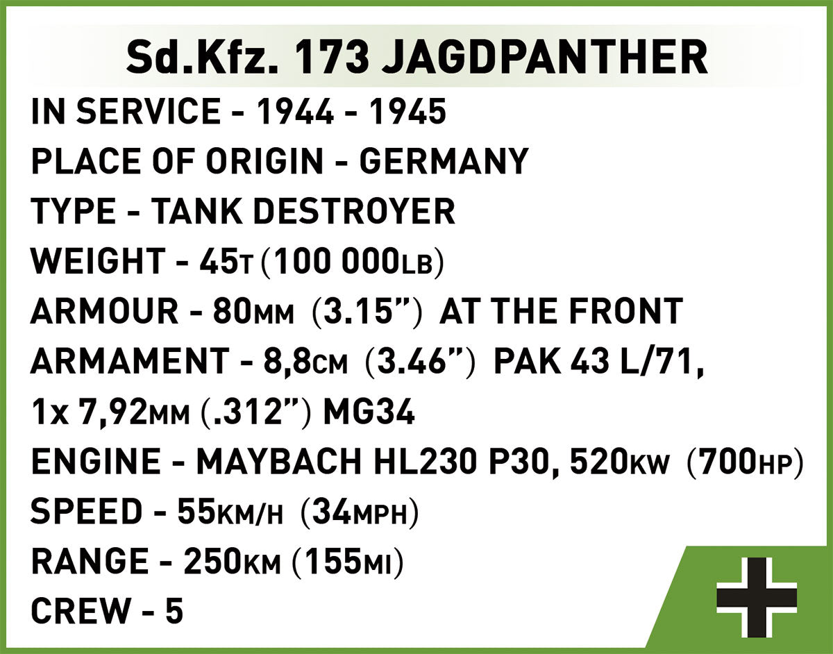 COBI Historical Collection WWII Sd.Kfz. 173 JAGDPANTHER Tank
