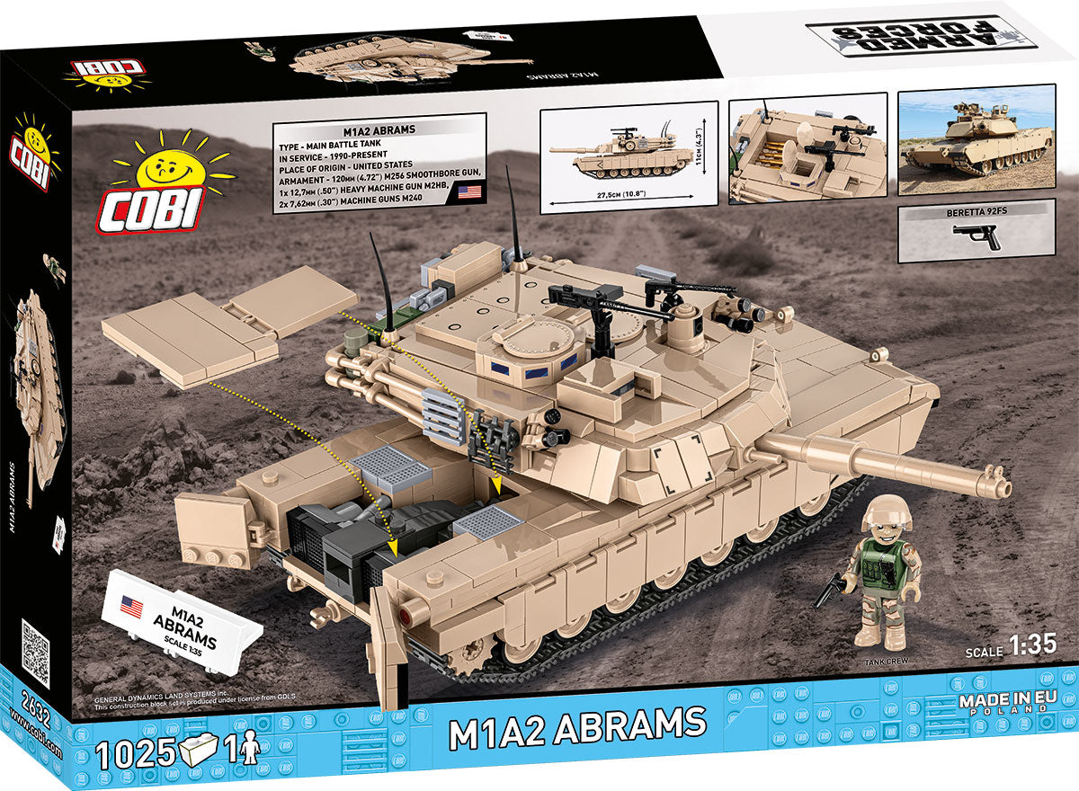 COBI Armed Forces M1A2 ABRAMS (US) Tank Building Set, 1025 Pieces