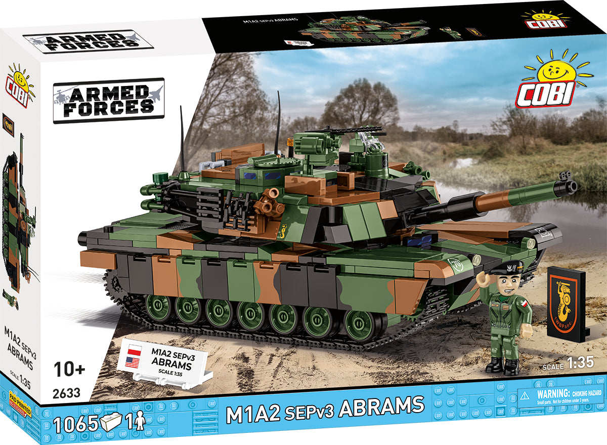 COBI Armed Forces M1A2 ABRAMS (PL) Tank Building Set, 1065 Pieces