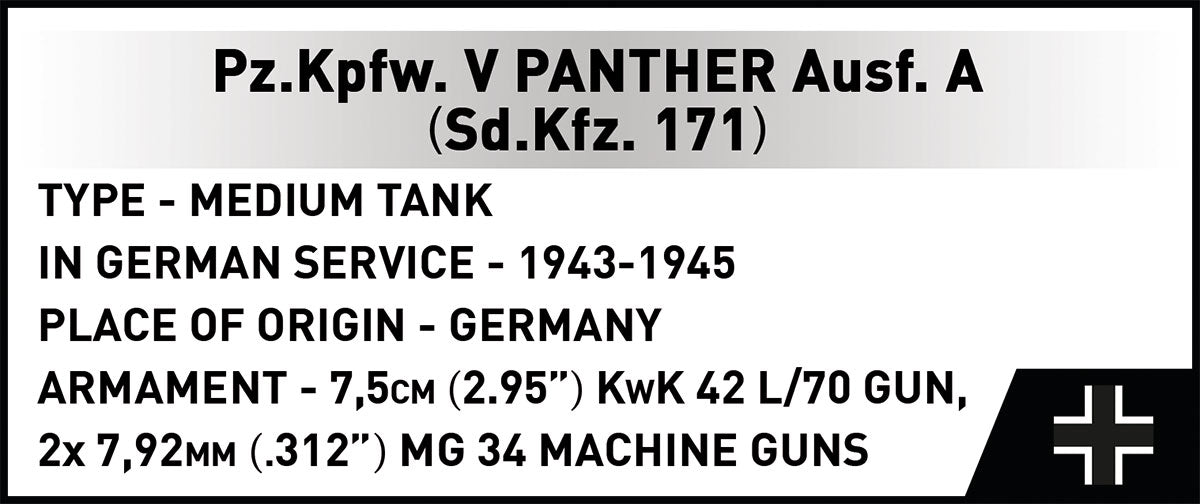 COBI Historical Collection WWII PZ.KPFW. V Panther AUSF. A (SD.KFZ.171) Tank, 1157 Pieces