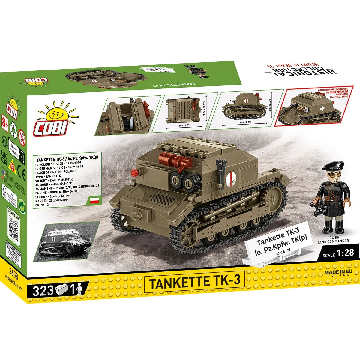 COBI Historical Collection WWII Tankette TK-3 /LE. PZKPFW TK(P) Tank