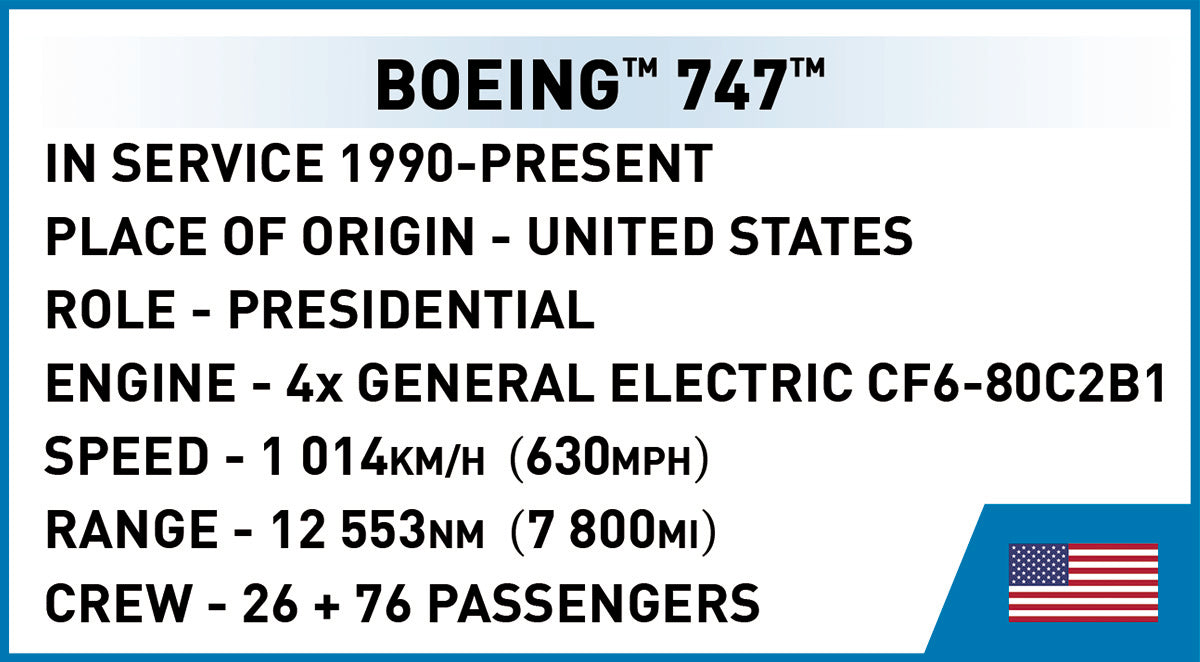 COBI BOEING 747 Air Force One Plane Building Set, 1088 Pieces