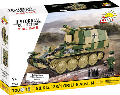 COBI Historical Collection WWII STURMPANZER 38(t) GRILLE Ausf. M Building Set, 720 Pieces