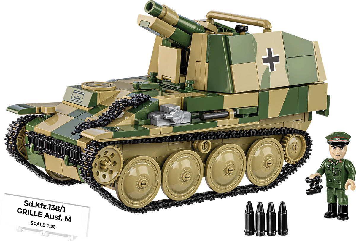 COBI Historical Collection WWII STURMPANZER 38(t) GRILLE Ausf. M Building Set, 720 Pieces