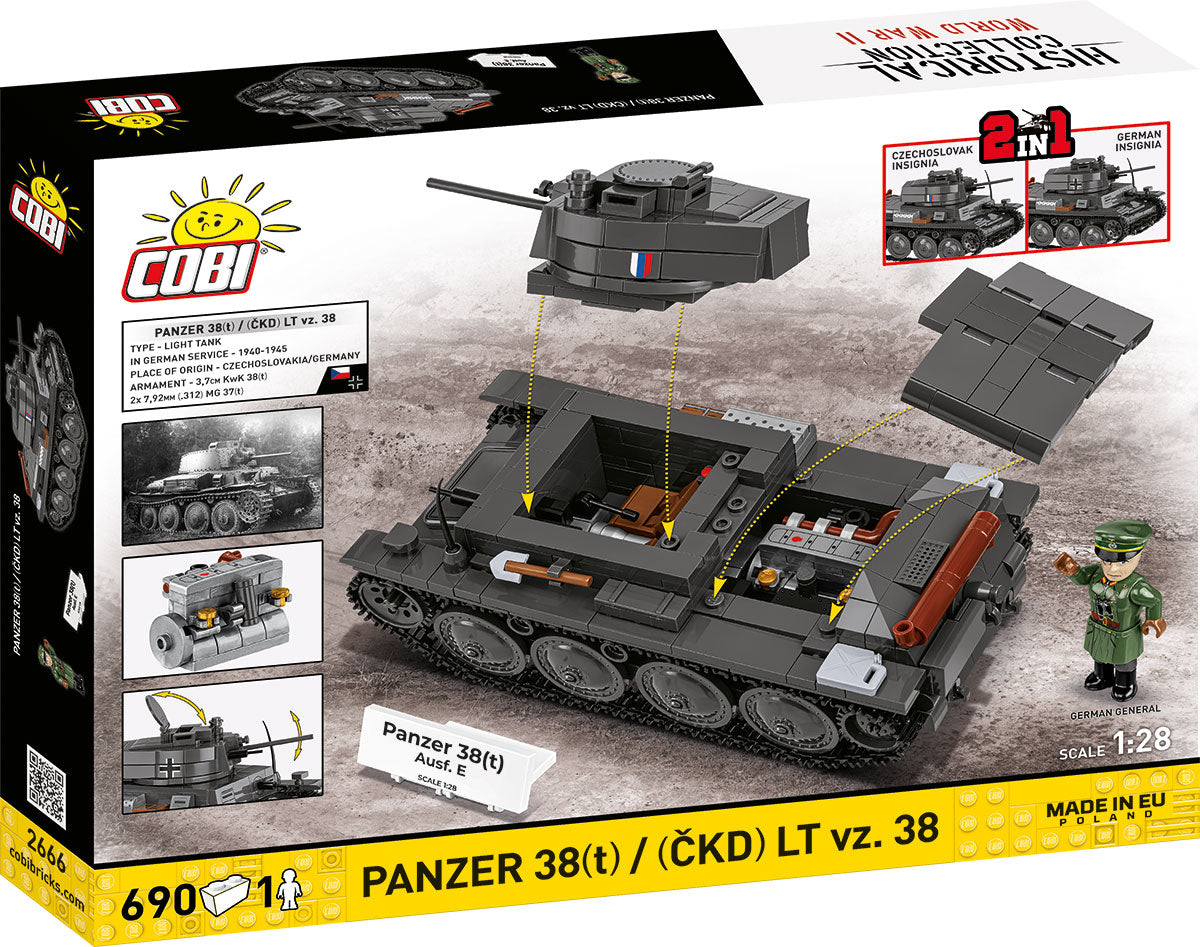 COBI Historical Collection WWII PANZER 38(t) / (CKD) LT vz. 38 2-in-1 Tank Building Set, 690 Pieces