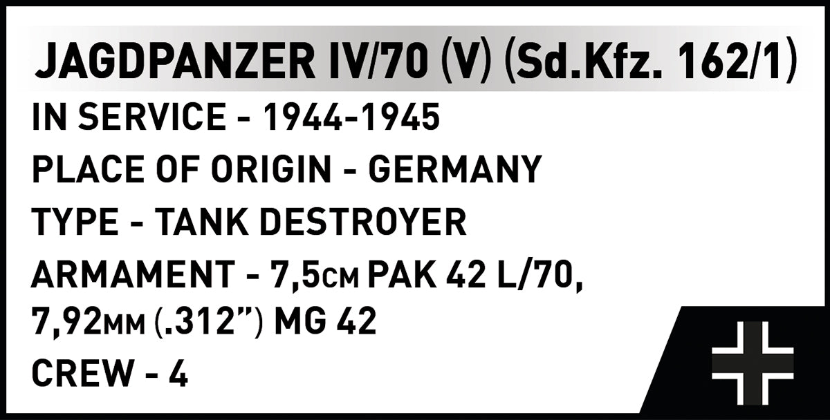 COBI Historical Collection WWII JAGDPANZER IV/70 (V) (Sd.Kfz. 162/1) Vehicle Building Set, 1024 Pieces