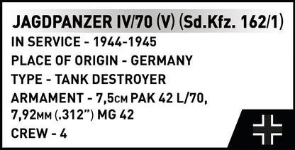 COBI Historical Collection WWII JAGDPANZER IV/70 (V) (Sd.Kfz. 162/1) Vehicle Building Set, 1024 Pieces
