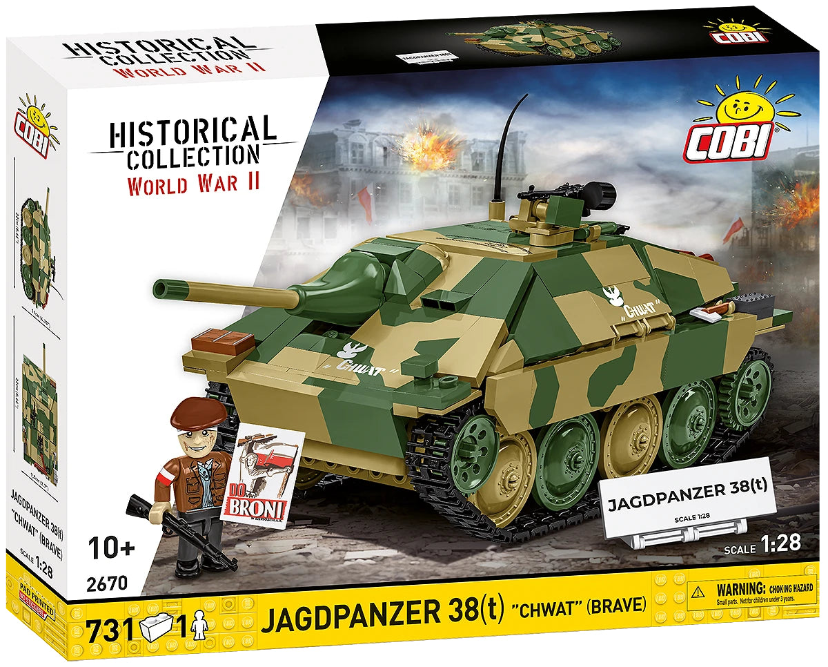 COBI Historical Collection WWII Jagdpanzer 38 Hetzer "Chwat" (Brave) Tank Building Set, 731 Pieces