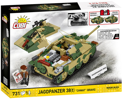 COBI Historical Collection WWII Jagdpanzer 38 Hetzer "Chwat" (Brave) Tank Building Set, 731 Pieces