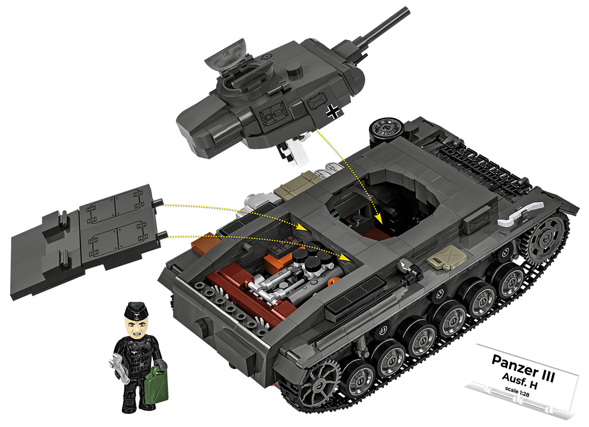 COBI Historical Collection WWII Panzer III Ausf. H Tank Building Set, 963-pieces