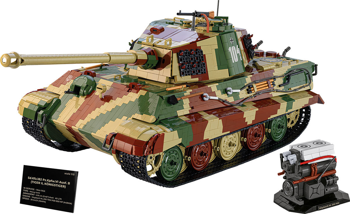 COBI Historical Collection 1:12 Scale WWII Tiger II Konigstiger Tank Building Set, 11170 Pieces