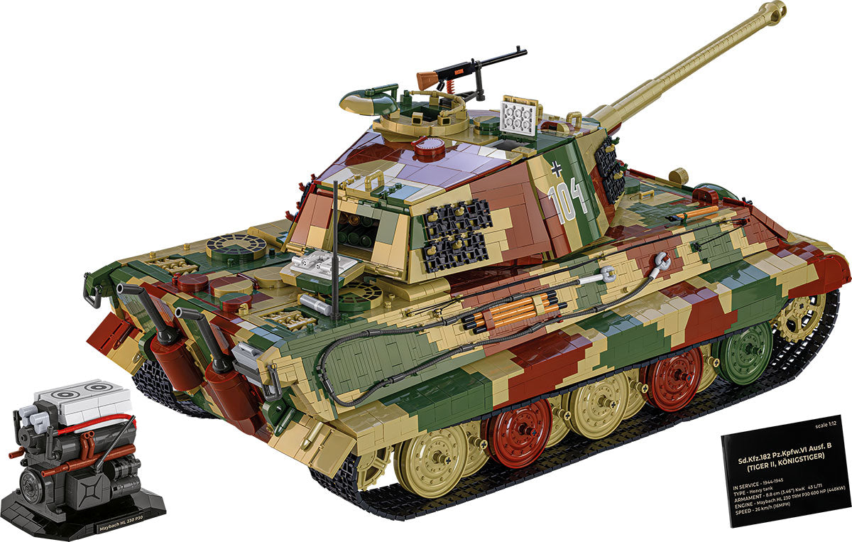 COBI Historical Collection 1:12 Scale WWII Tiger II Konigstiger Tank Building Set, 11170 Pieces